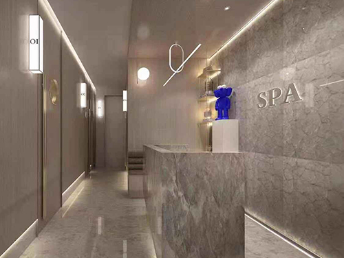 Wall decoration cases in spa area of high-end hotels