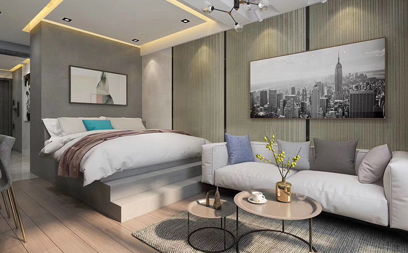 生态树脂板客房墙面装饰效果